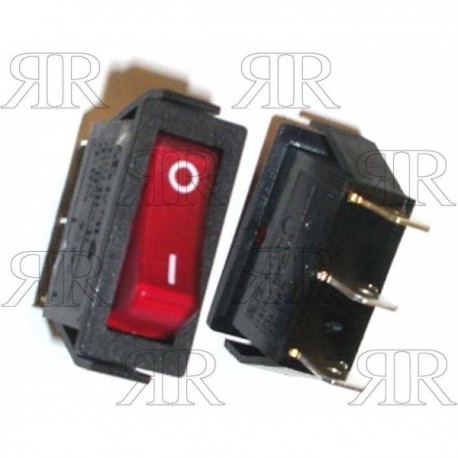 INTERRUTTORE LUMINOSO STRETTO ROSSO 16 A