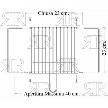 GRIGLIA CROMATA REGOLABILE PER BARBECUE PICCOLA 230 X 230 - 400 X 230