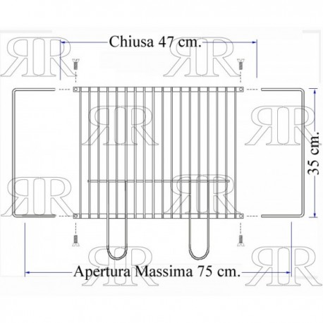 GRIGLIA CROMATA REGOLABILE PER BARBECUE GRANDE 470 X 350 -750 X 350