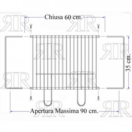 GRIGLIA CROMATA REGOLABILE PER BARBECUE EXTRA LARGE 600 X 350 - 900 X 350