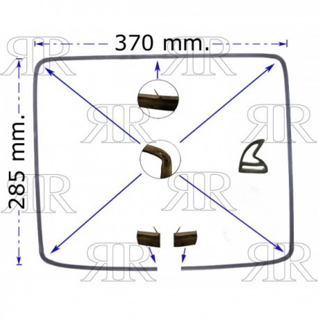 GUARNIZIONE FORNO 4 LATI - 4 LUNETTE - 2 GANCI 370 X 285 TIPI VARI
