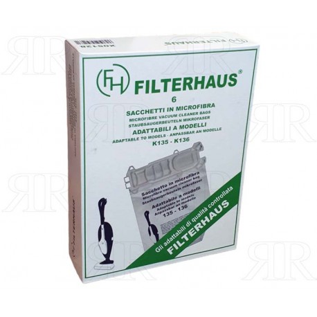 Sacchetti per Aspirapolvere Vorwerk Folletto VK135 VK136 in Scatola da 6 Pz.