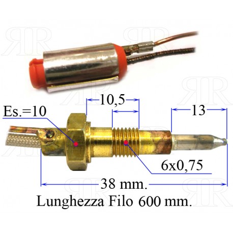 Termocoppia per Piani Cottura con Innesto a Jack Lunga 60 cm.