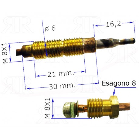 Termocoppia per Forno Cucina con Innesto Filettato Testa 8 X 1 mm. Lunga 140 cm.