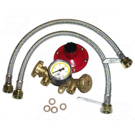 Mini Centralina per 2 Bombole con Regolatore da 4Kg. Manometro e 2 Flessibili