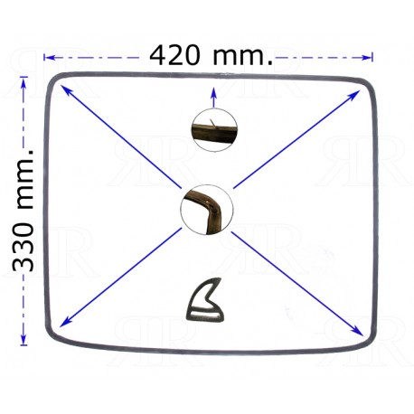 GUARNIZIONE FORNO 4 LATI TIPI VARI 420 X 330 - 4 LUNETTE E 1 GANCIO
