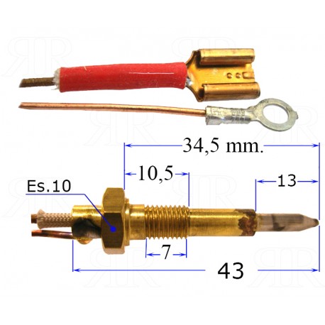 Termocoppi Bifilare per Tripla Corona con Innesto Faston Lunga 60 cm. Multimarche