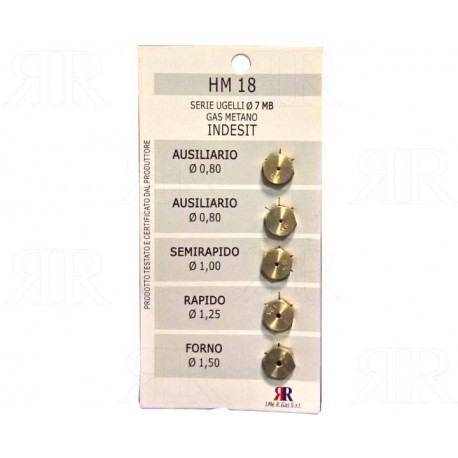 Ugelli in kit da 5 Pezzi per Cucina Piano Cottura Indesit 7 MB per Gas Metano