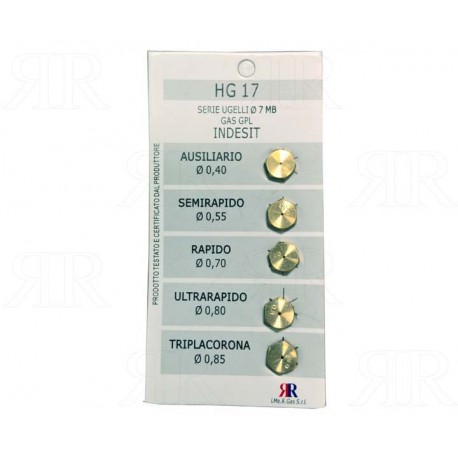 Confezione Ugelli Indesit da 5 Pz. per Gas Gpl 7 MB