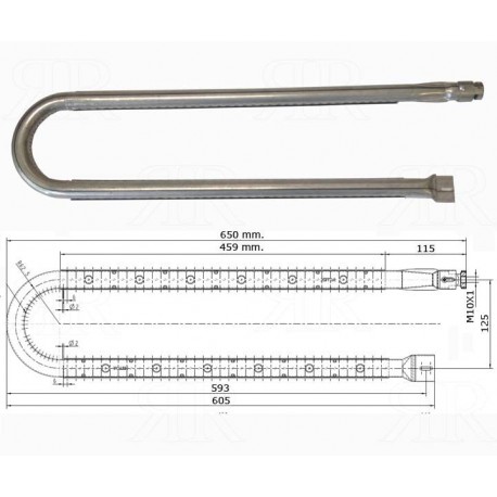 Bruciatore per Barbecue Lungo 65 cm. Potenza 11,4 Kw