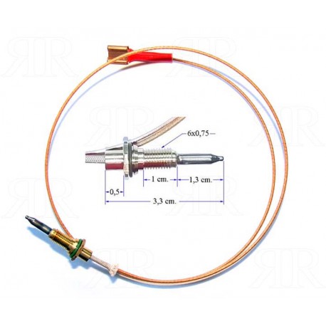 Termocoppia Multimarche con Attacco Faston Filettata M 6 X 0,75 Lunga 60 cm.