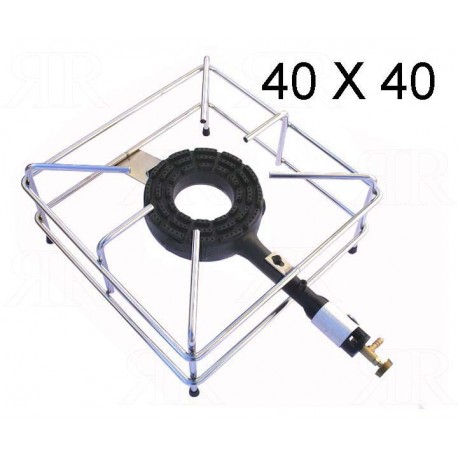 Fornellone a Gas con Telaio Cromato 40 x 40 cm. con Bruciatore in Ghisa
