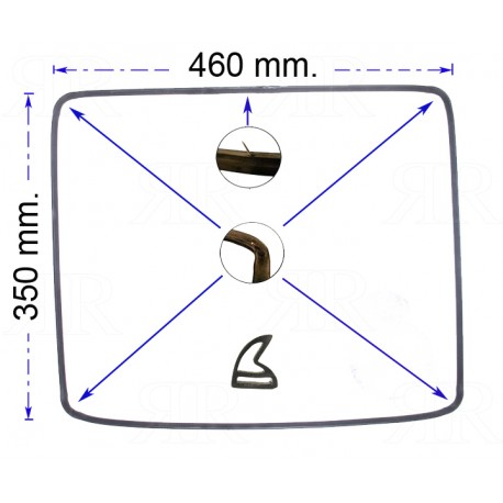 GUARNIZIONE PER PORTIERA FORNO 4 LATI 4 LUNETTE 1 GANCIO 460 X 350 MM.