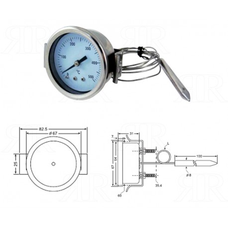 Termometro a Sonda Capillare Lunghezza Sonda 150 cm.