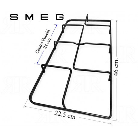 Griglia Smeg a 2 Fuochi Smaltata per Piano Cottra Cucina 460 X 225 mm.