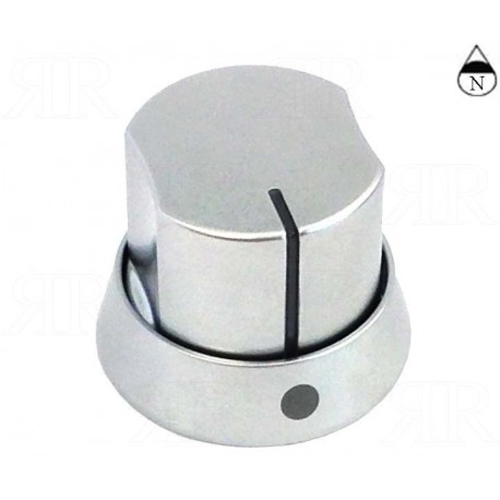 Manopola Franke Argento con Ghiera e Molla Foro Ø 6 Gambo + 2 mm.