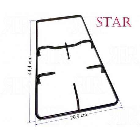 Griglia Star ad 1 Fuoco + Vuoto Piastra Smaltata Nero Lucido 444 X 209 mm.