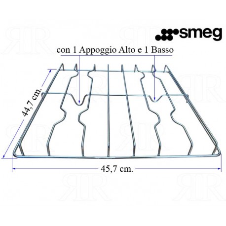 Clicca per ingrandire Griglia Smeg a 4 Fuochi Cromata 447 X 457 mm.