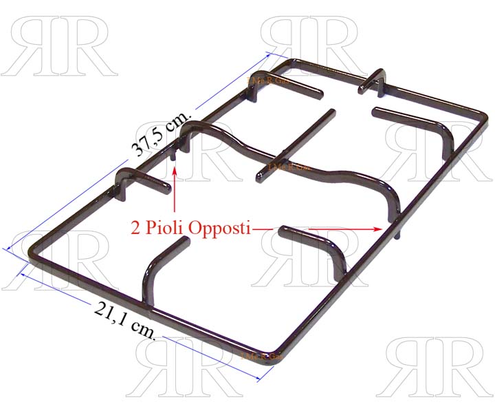 GRIGLIA IN PIATTINO SMALTATA A 2 FUOCHI 375 X 200 MM