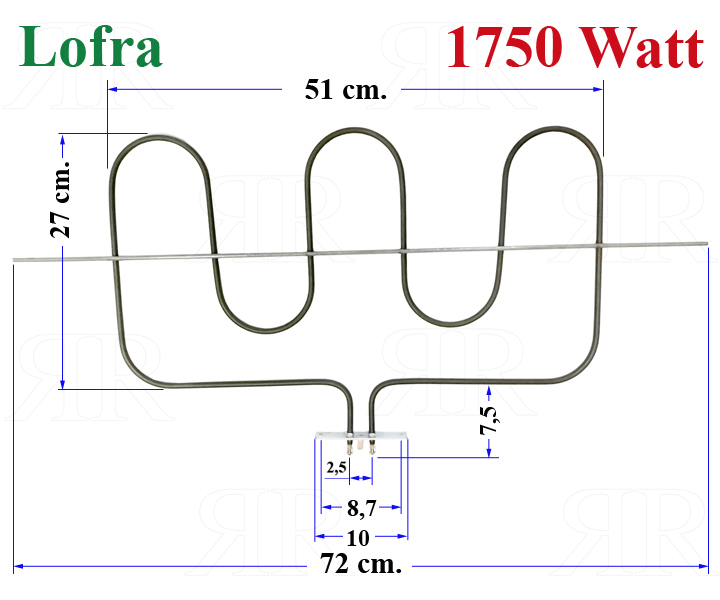 Resistenza Grill per Maxi Forno Lofra 1750 Watt - 230 Volt