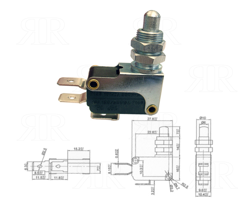 MICROINTERRUTTORE CON PULSANTE 16A 250V PER VARI USI