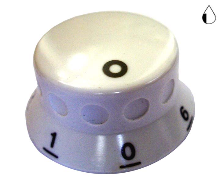 Manopola Bianca Tipo Sovrana - Candy - Gasfire Foro Ø 6 Gambo - 4 Piano a Ovest Ø Esterno 36 mm.