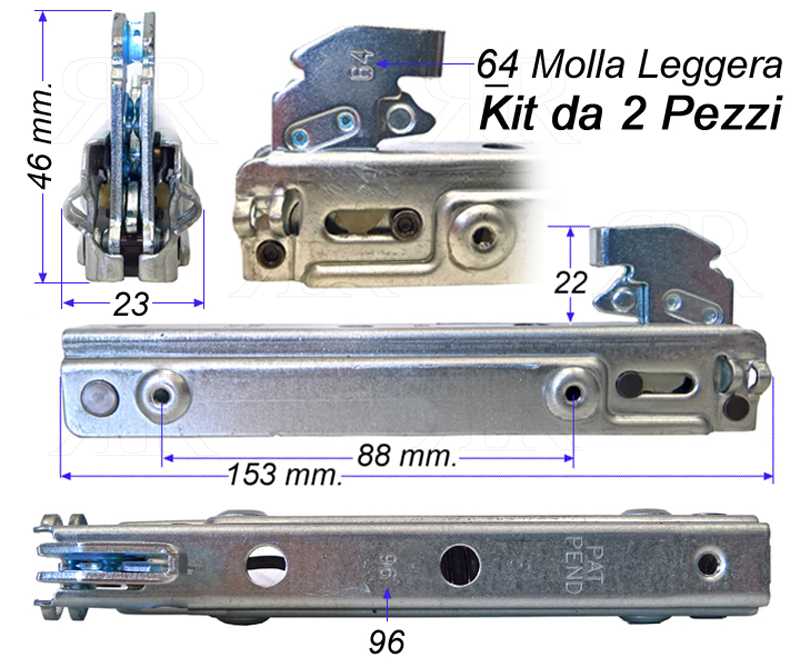 Cerniere Porta Forno Multimarche in Kit da 2 Pz.