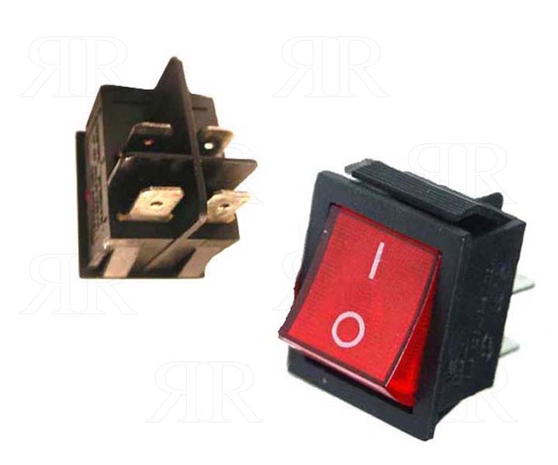Interruttore Bipolare Luminoso Rosso 16 Ampere - 230 Volt - 120°