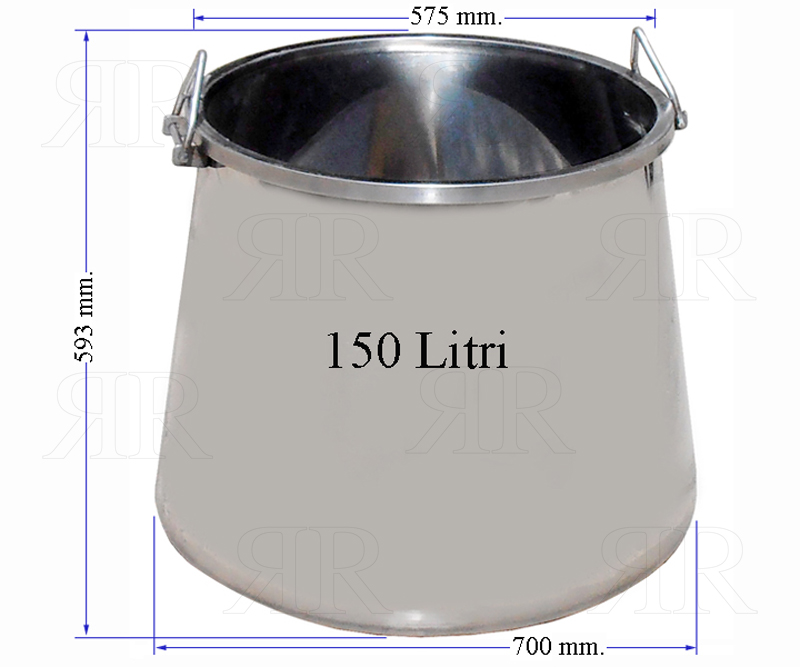 Pentola in Acciaio per Ricotta con Fondo Incavato da 150 Litri