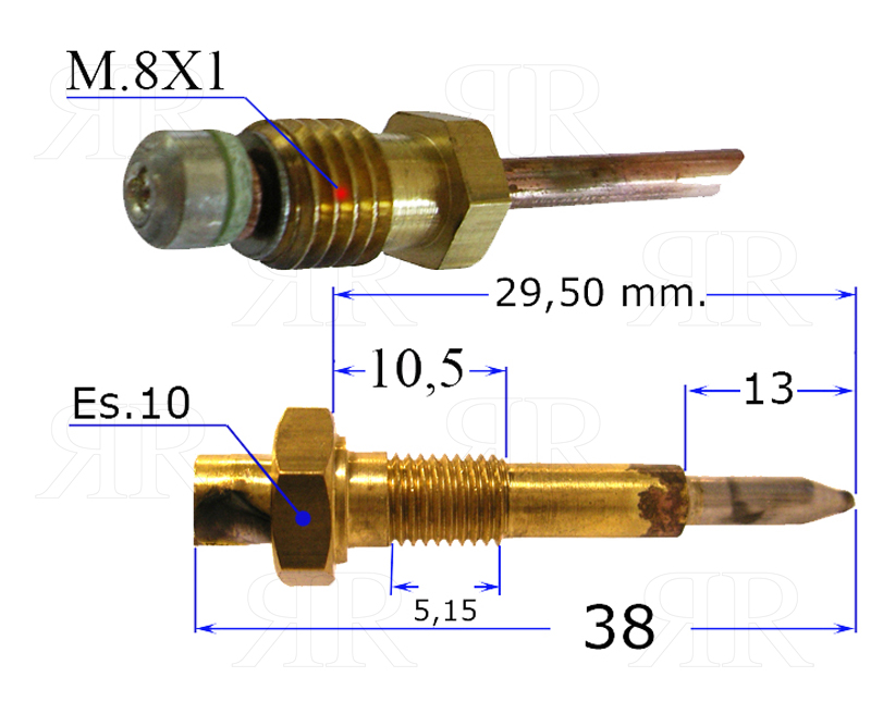 Clicca per ingrandire Termocoppia Filettata Multimarche 6 x 0,75 - 8 x 1 Lunga 60 cm.