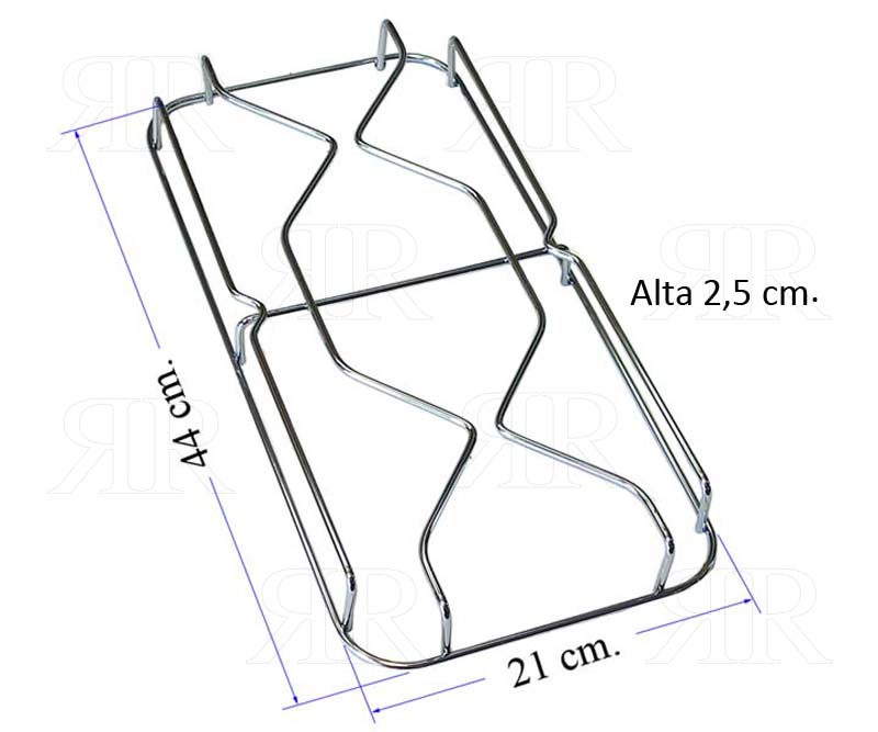 Griglia per Cucina F.lli Onofri Cromata a 2 Fuochi 440 X 210 mm.