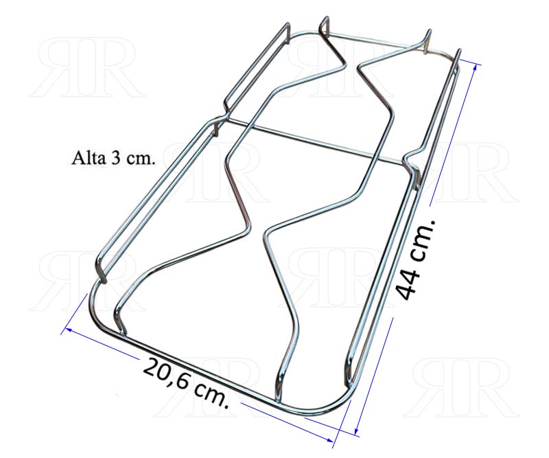 Griglia per Cucina a Gas Onofri a 2 Fuochi Cromata 440 X 206 mm.