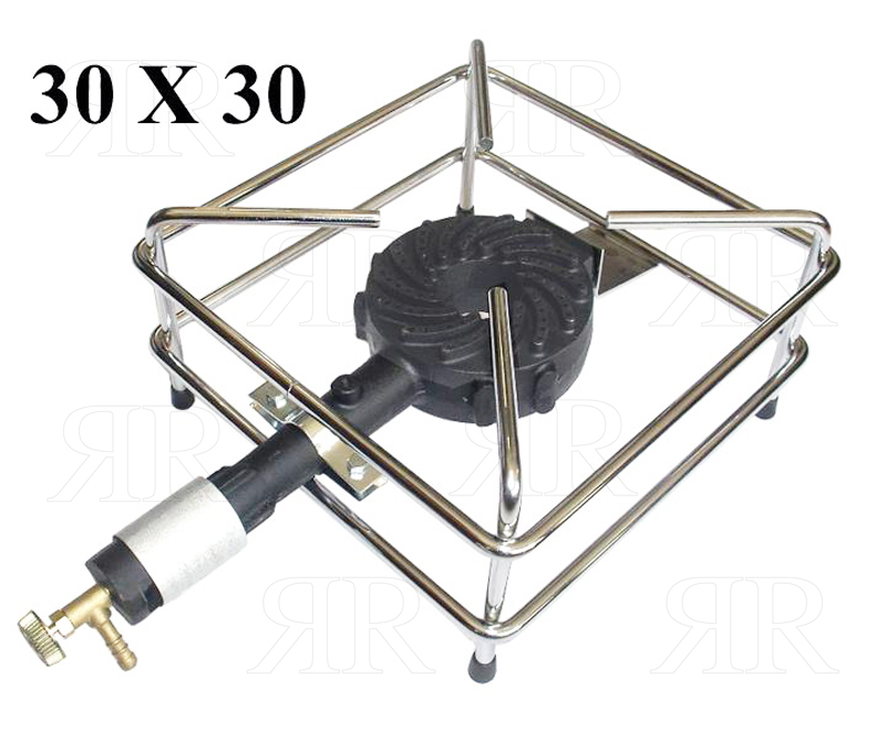 Fornellone a Gas con Telaio Cromato 30 x 30 Bruciatore in Ghisa