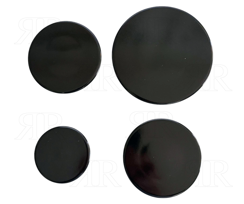 Clicca per ingrandire Serie Cappellotti Smaltati Nero Lucido 4 pezzi 3 Misure Multimarche