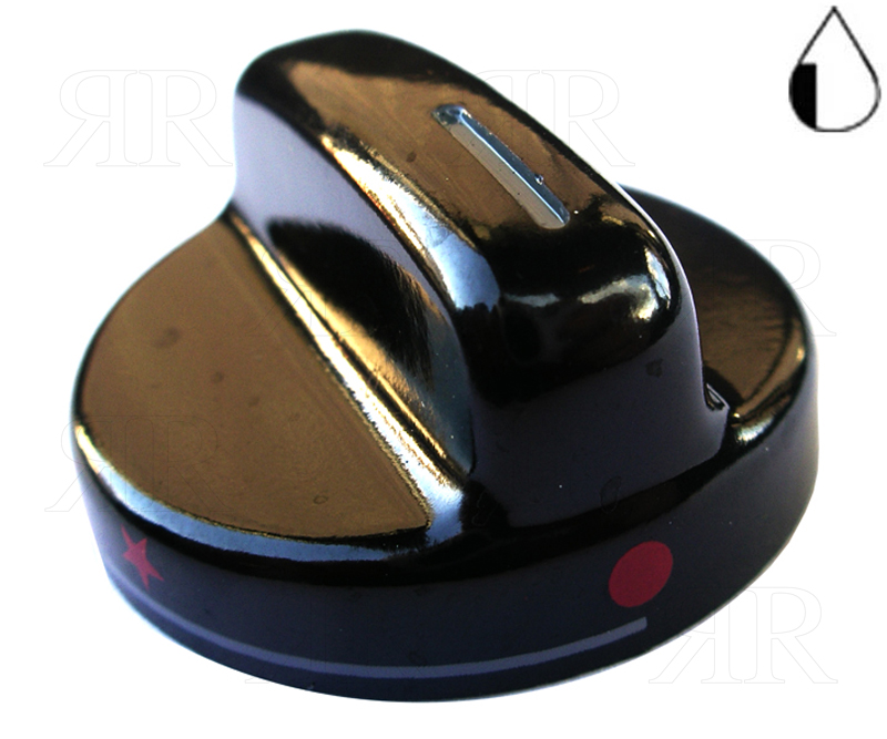 Clicca per ingrandire Manopola per Piano Cottura Gasfire Candy Nera Foro Ø 6 Gambo - 6 mm.