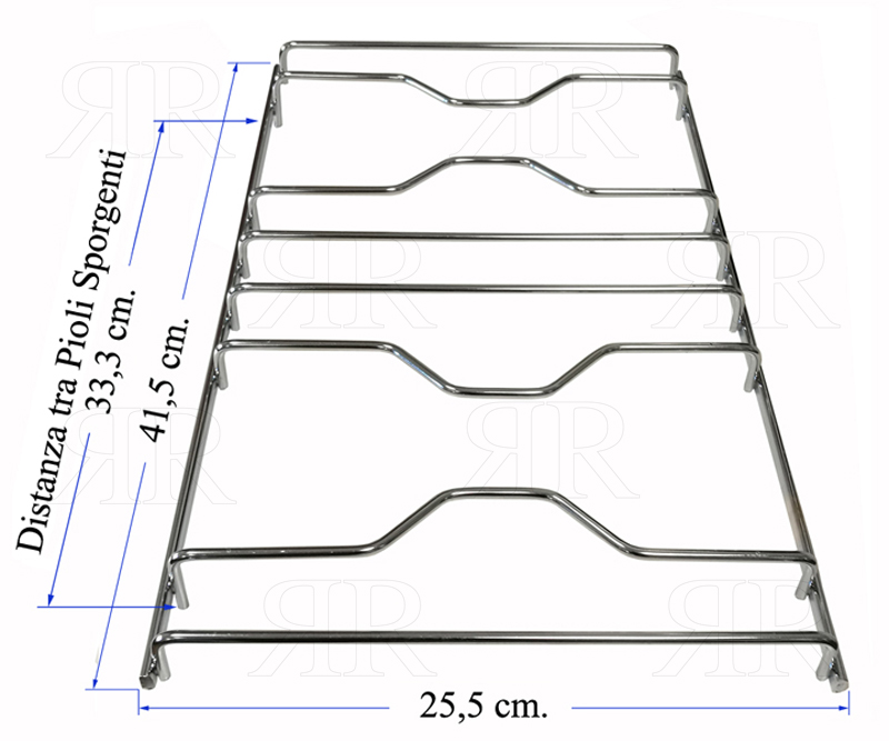 Clicca per ingrandire Griglia XPer Areilos a 2 Fuochi Cromata per Cucina Piano Cottura 412 X 255 mm.