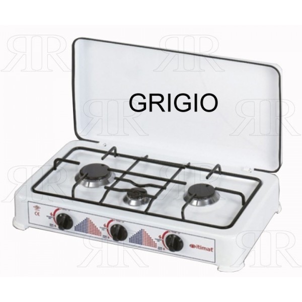 FORNELLO A GAS GPL A 3 FUOCHI SMALTATO GRIGIO - ITIMAT